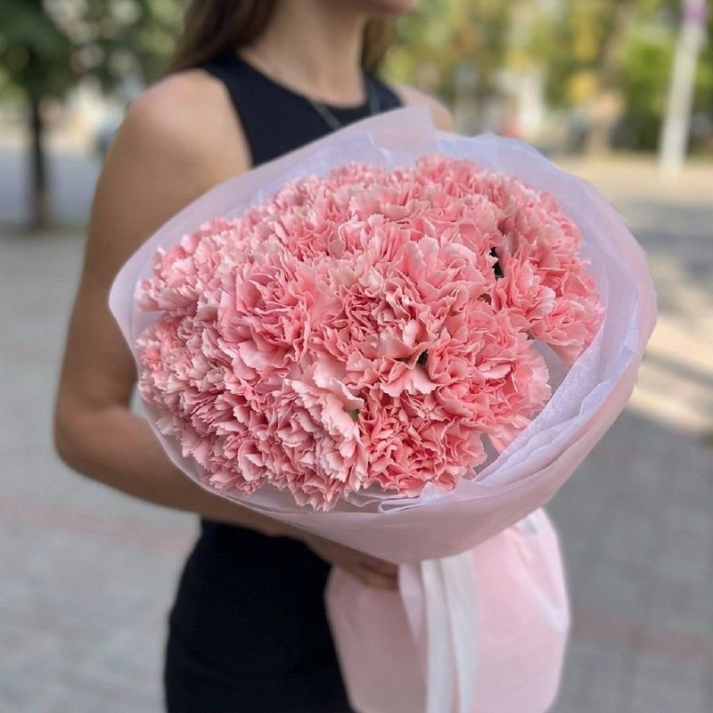 Моно-букет из 15 розовые диантусов